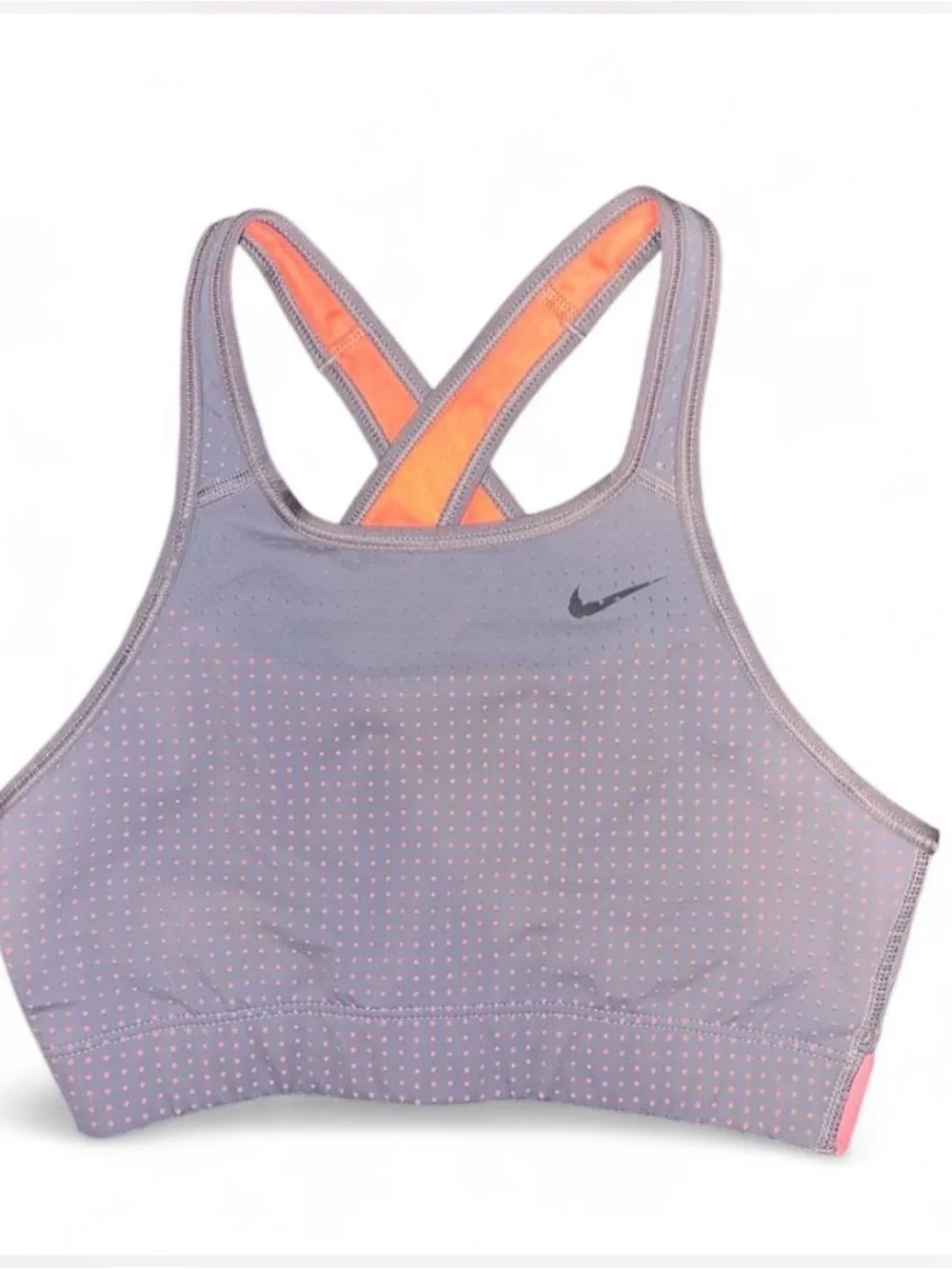 Nike Gray and Pink Crossback Medium-Impact Sports Bra